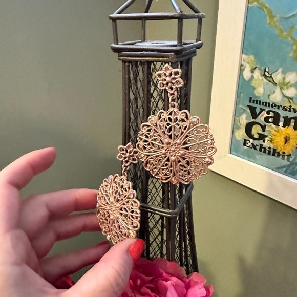 Pink Double Drop Fillagree Earrings - Picture 1 of 3